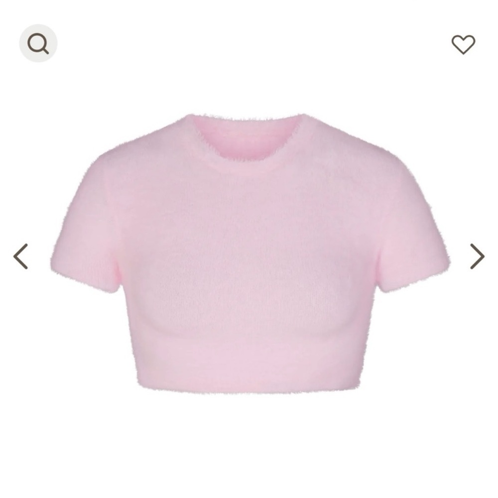 SKIMS Fuzzy Knits Super Cropped T-Shirt XS